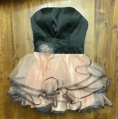 Faviana Black & Pink Corset Strapless Tulle Prom Short Cocktail Dress Size 8