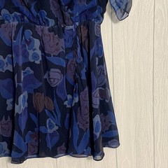 Ted Baker Juleah Ruched Sleeve Mini Dress Blue Floral Size 2 (US 6) NWT