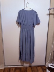 Blue Midi Wrap Dress with Flutter Sleeves. Womens. Medium. New. No tags.No brand