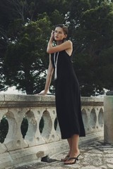 Zara 100% Linen Midi Dress ZW Collection | Size L XL | Black NWT Summer Vacation