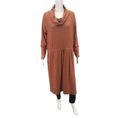 AnyBody Womens Everyday Party Rib Knit Cowlneck Dress Petite X-Large Size Brown