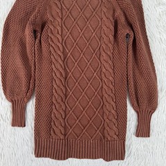 American Eagle Rustic Brown Long Sleeve Cable Knit Sweater Dress Women&rsquo;s PS