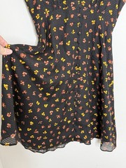 MADEWELL 100% Silk Button-Front Swing Dress in Black Feline Floral Size 00