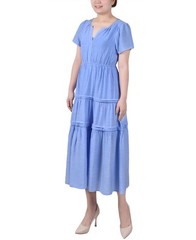 NY Collection Women&rsquo;s Petite Tiered Midi Dress (Serenity, Petite X-Large)