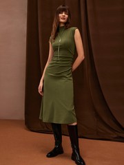 FLASH SALE!! OGL Move Women&rsquo;s Mockneck Tucks Midi Dress NEW