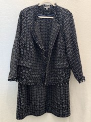 NWOT Jessica London Tweed Jacket Dress Set Classic Professional 26W Navy & Gold