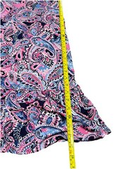 AGB Pull Over Ruffled Hem Pink Blue Paisley Short Sleeve Dress Size 1X Spandex