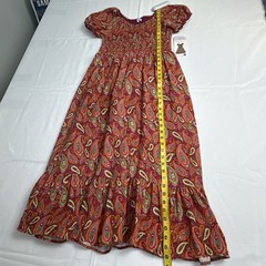 Blueberi Boulevard Women’s Sz S Paisley PuffSleeves Smocked MidiDress CottonNWT