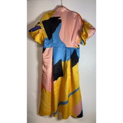 N By Nancy Collection Button Down Maxi Dress Vibrant Multi-Colored Print Medium