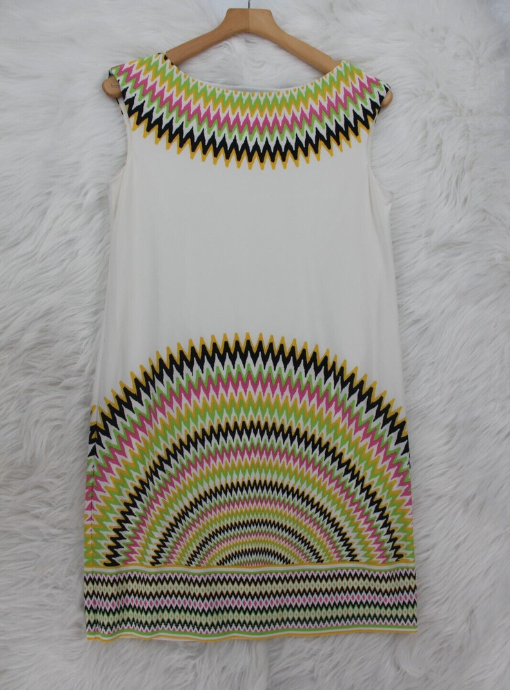 Maggy London Women&rsquo;s Zig Zag Multi Colored Sleeveless Lined Shift Dress 8 #921