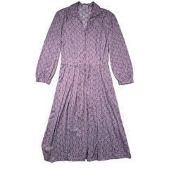 Vintage Shelton Stroller Belted Day Dress Burgundy Printed Pockets Size 14