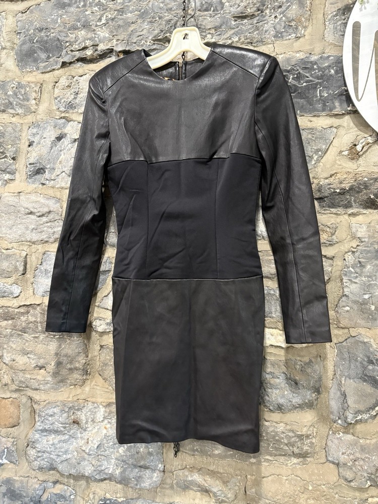 TWENTY CLUNY LONG SLEEVED BLACK LAMB LEATHER DRESS SZ 4