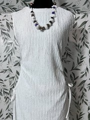 White Summer Beach Casual Crewneck Sundress Mini Dress Sz M NWT Vacation