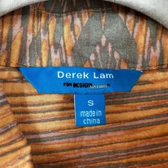 Derek Lam for Design Nation Woodgrain Exotic Print Shirt Dress Orange Small