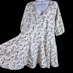 NWT Coastal Cowgirl XL Floral V Neck Mini Dress Puff Sleeve Cottagecore Boho