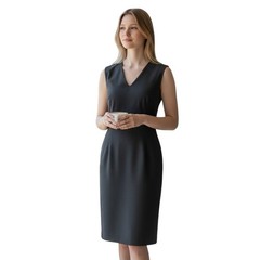 Agnes B Paris Wool Sheath Dress Gray Sleeveless Midi Women FR 40 France Size 8
