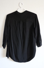 Wilfred Free Women&rsquo;s Black XXS Pleated Eyelet Buttoned Long Sleeve Tunic Top