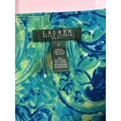Lauren Ralph Lauren Blue Green Paisley Dress Floral Ruched Cowl Neck Dress 2