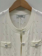Sandro Hollow out Screw thread single-breasted Knit slim-fit dress Women