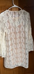 Lace above knee MIchael Kors cream colored long sleeve dress with under garment