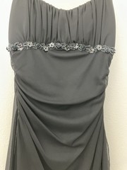 Ruby Rox Y2K Black Beaded Ruched Chiffon Cocktail Party Dress Womens Medium M