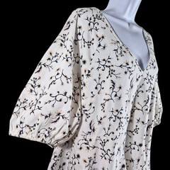 NWT Coastal Cowgirl XL Floral V Neck Mini Dress Puff Sleeve Cottagecore Boho