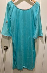 Three Embroidered India Kaftan – matching gold decorated pants EUC Free Ship
