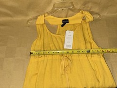 Eileen Fisher Yellow Organic Spring Linen Drawstring Tank Racerback Dress S NWT