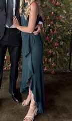 Woosea Womens High-Neck Maxi Dress Cascading Slit S Green Mermaid Gown Wedding