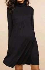 Motherhood Maternity Fit & Flare Turtleneck Maternity Black Small Dress (EN)