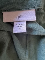 J.Jill Green Solid A-Line V-Neck Button Front Knit Dress 3/4 Sleeve M