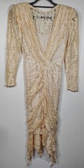 Ala Carte Women&rsquo;s Dress No Size Tag Champagne Color Lace Back Zipper. AC6