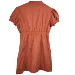 Vintage Y2K Mini Babydoll Dress Women Large Burnt Orange Stripe Short Sleeve 12