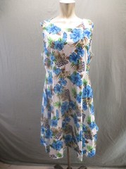 NWT YEOKOU Size 2XL Womens Floral 100% Cotton Back Zip A-Line Short Dress 875