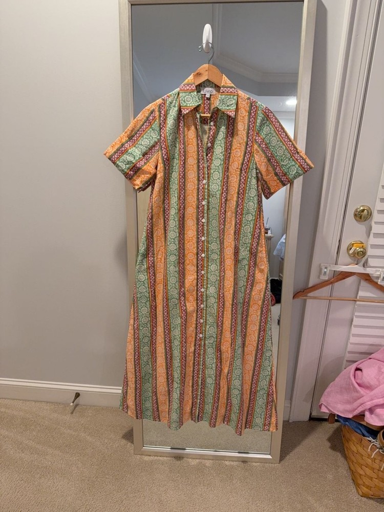 Livro Floral Striped Button-Down Midi Dress Size XS