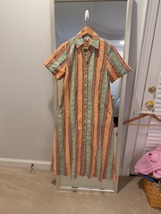Livro Floral Striped Button-Down Midi Dress Size XS