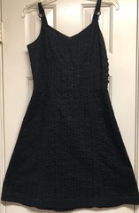 Black Spaghetti Strap Eyelet Dress Luella for Target Pre Owned Size 7 Cute!