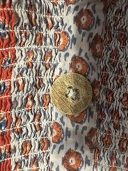 Angie Boho Smocked Maxi Dress Size Large Multi Stripe Coconut Shell Button Front