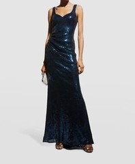 $260 Faviana Women&rsquo;s Blue Sequin Sweetheart Gown Dress Size 2