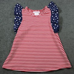 Bonnie Jean Americana Stars and Stripes Ruffle Sleeve Dress Red White Blue 3T