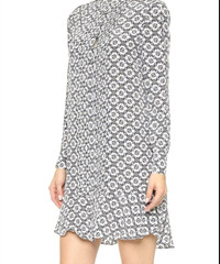 TORY BURCH Ikat silk ruffle pleated shirt dress 4 luxury officecore lightweight