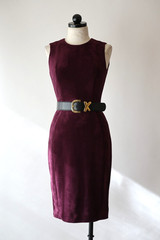 Calvin Klein Plum Purple Faux Suede Sleeveless Zip Sheath Pencil Dress Women 2