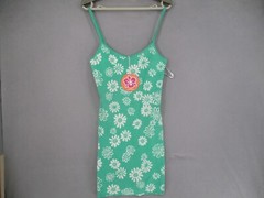 Ghanda Dress Womens Small Green White NWT Floral Mini Sleeveless Knit Boho