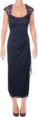 Xscape X Womens Metallic Lace Trim Formal Dress Navy 16 24/6/19