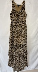 FOREVER 21 Women’s sz large Leopard Print Maxi Dress V-Neck Chiffon Lined