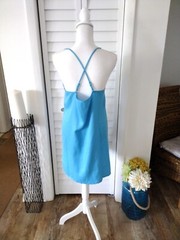 Laundry Shelli Segal blue adjustable spaghetti strap lightweight mini dress Sz L