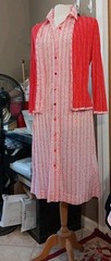 True Vintage Shirt Dress /Jacket SERBIN Button Front Sz14 Red Squares 60-70s