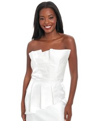 Ivy + Blu Pleated Bustier Peplum Mini Dress Women&rsquo;s 12 Ivory Back Zip Closure