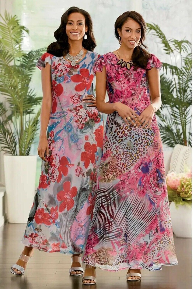 plus size 18W Kenzie Reversible Floral Maxi Dress from Midnight Velvet new