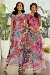 plus size 18W Kenzie Reversible Floral Maxi Dress from Midnight Velvet new